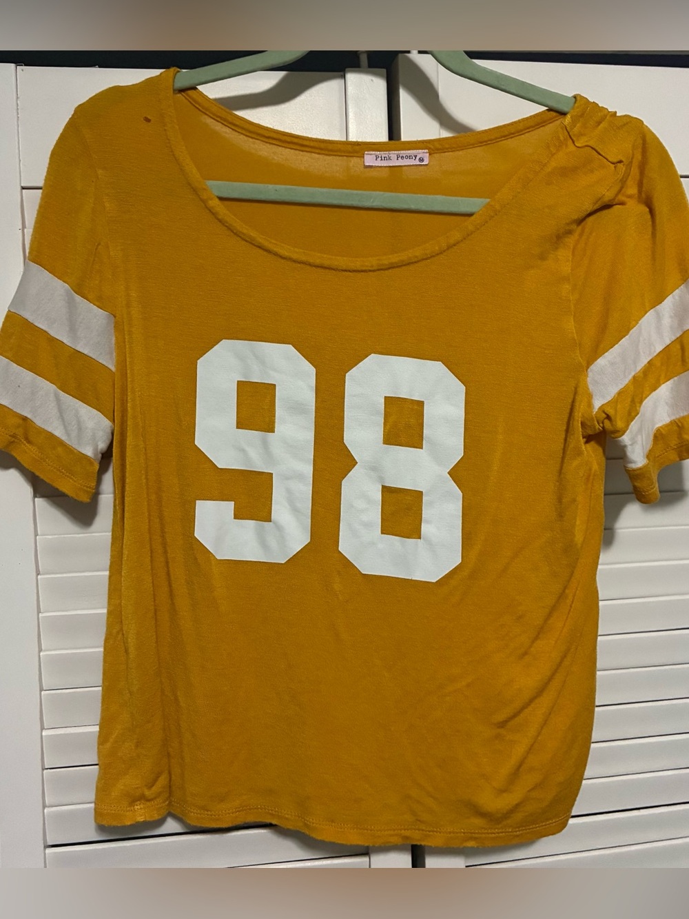 Pink peony Women's Mustard Yellow '98' Short Sleeve Football Tee